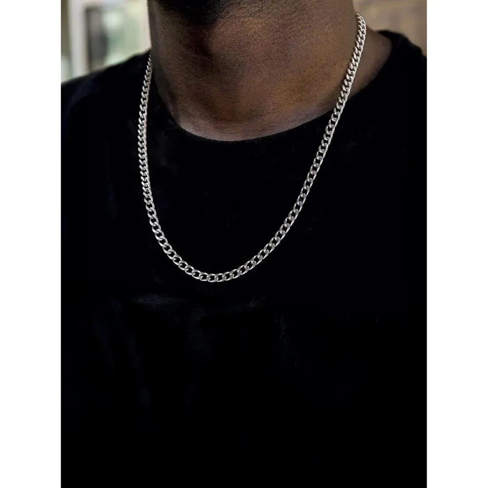 Miami Cuban Link Chain Necklace for Men Stainless Steel 4.8mm Plated Hip Hop